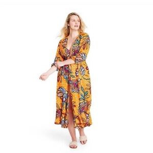 NWT Tabitha Brown Target Medium Wrap Dress Swim Cover Up Flora Medium